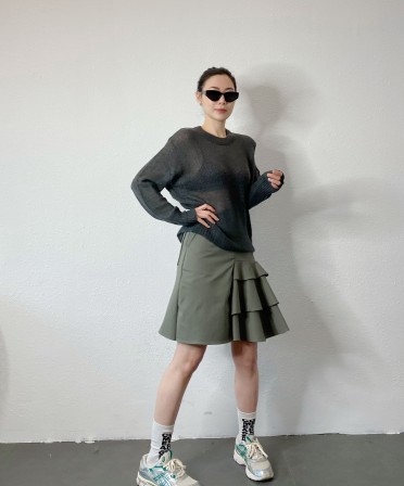 Grey Irregular Ruffle Skirt #250319